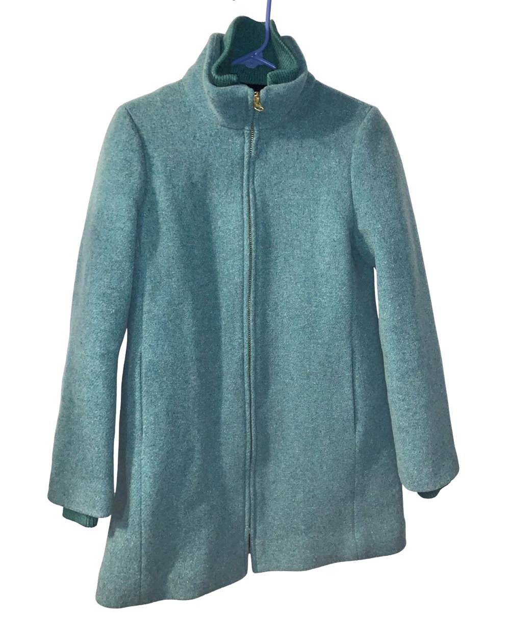 J Crew Womens Teal Lodge Coat Size 2 Runs Small Blue Nello Gori Stadium Cloth